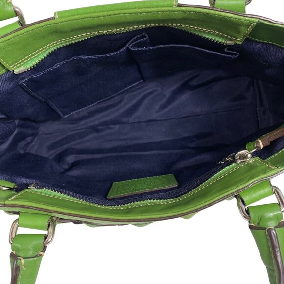 COACH Hamilton F13084 Green Leather Braided Belt Zip Top Shoulder Bag + Tag/Fob - Picture 12 of 13